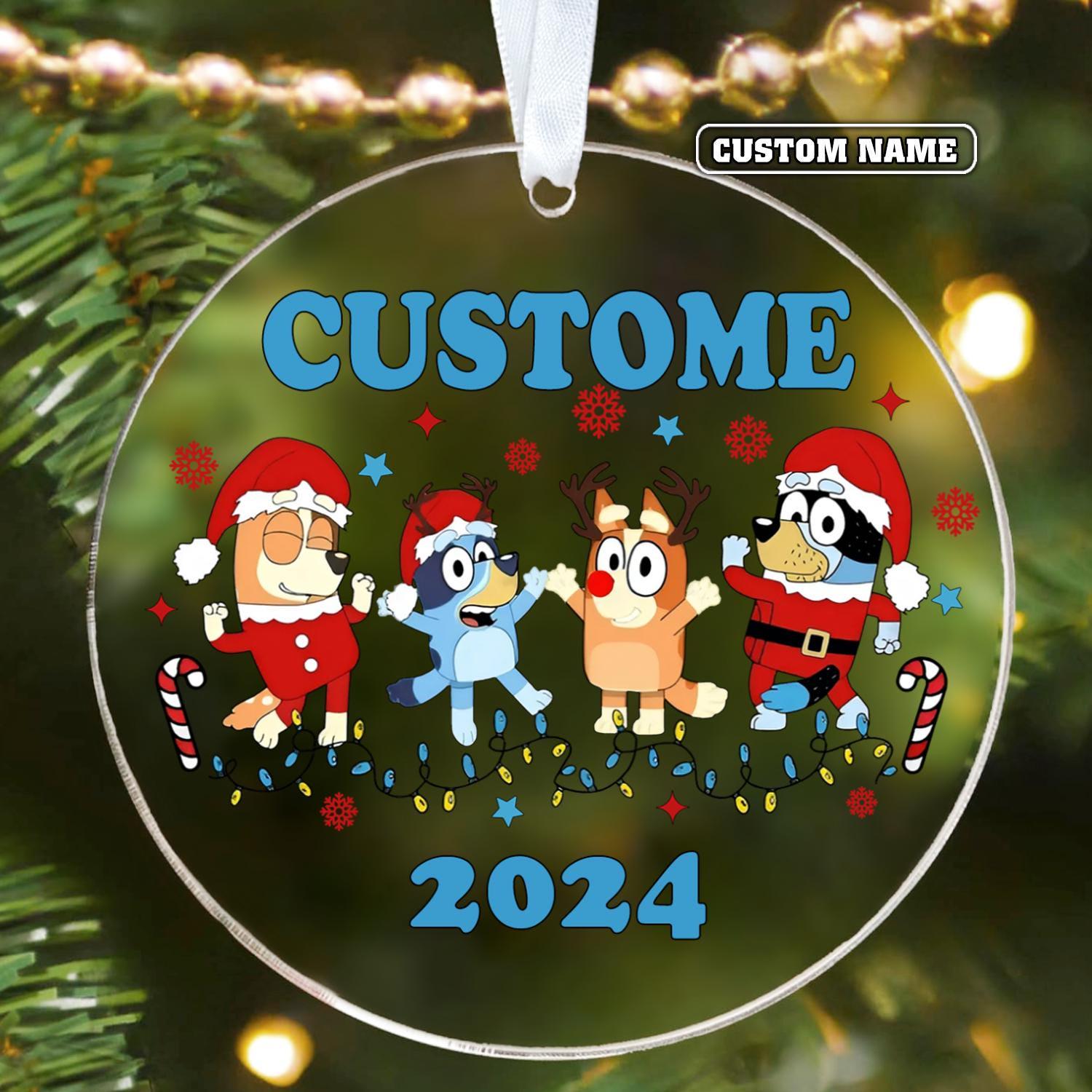 Personalized Bluey Acrylic Ornament, Custom Christmas Ornaments, Christmas Ornament, Custom Bluey Ornament, Custom Name, Christmas 2024 ORH2510