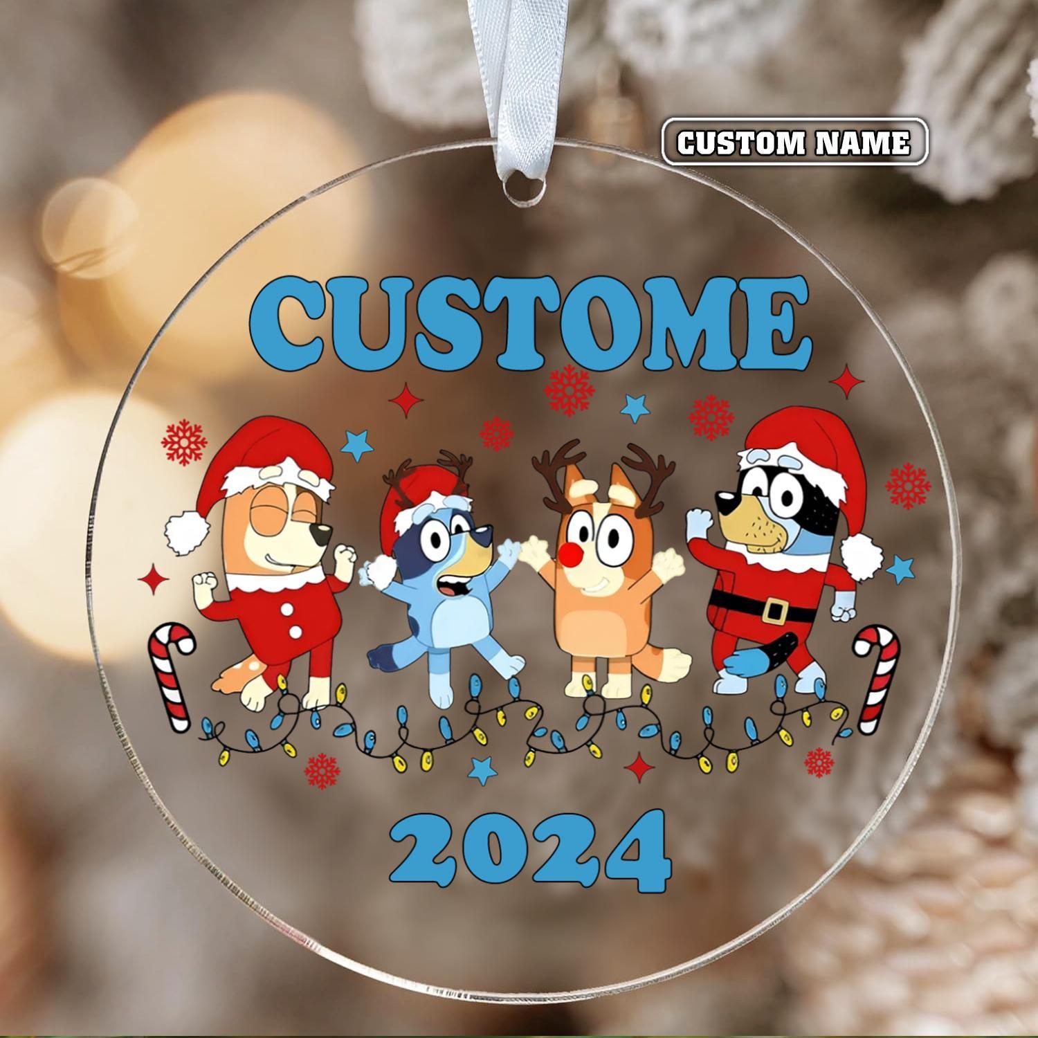 Personalized Bluey Acrylic Ornament, Custom Christmas Ornaments, Christmas Ornament, Custom Bluey Ornament, Custom Name, Christmas 2024 ORH2510