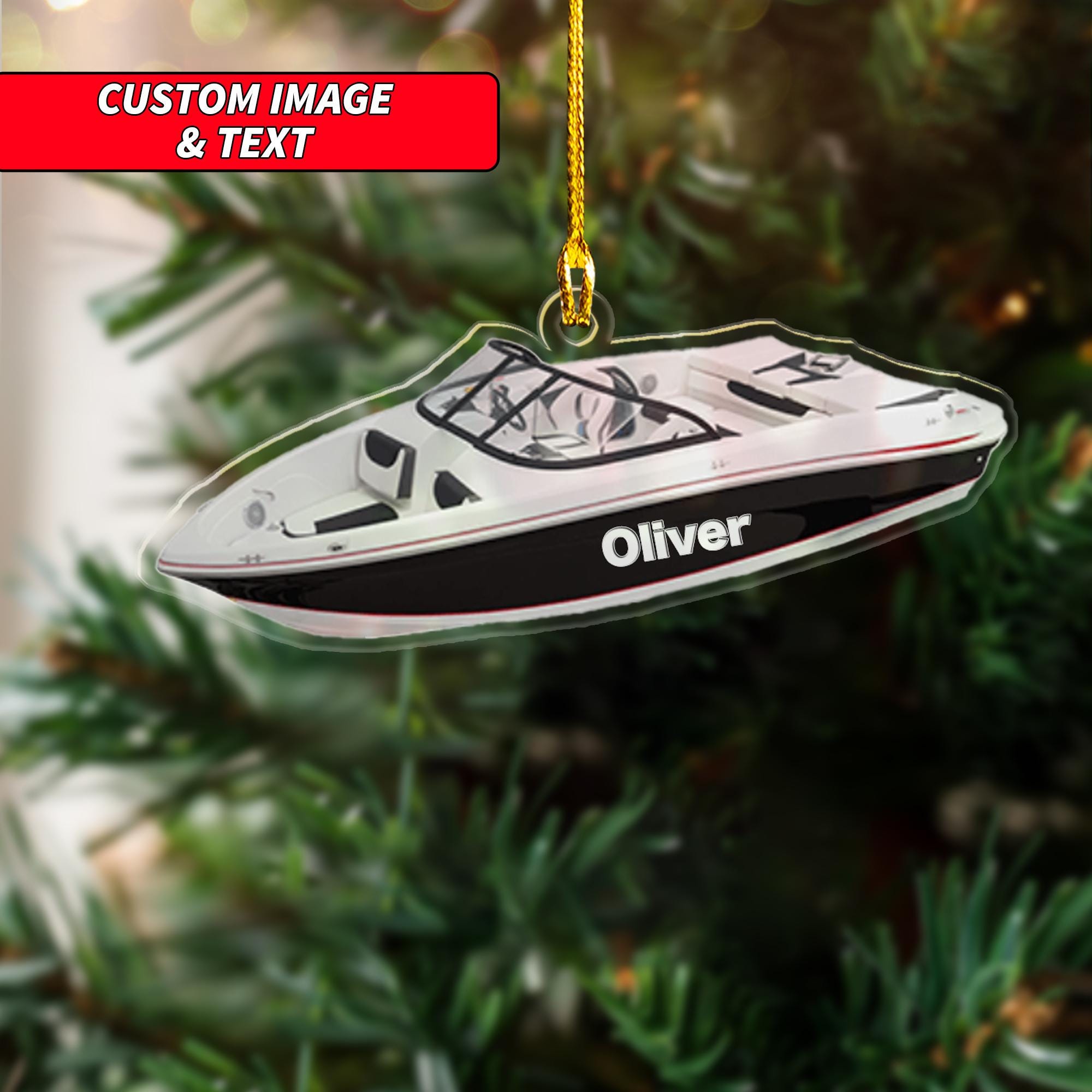 Personalized Boats Ornament, Custom Fishing Boat, Yacht Boat, Speed Boat, Ski Boat Acrylic Ornament, 2D Flat Ocean Ornament, Sailor Ornament ORNO5