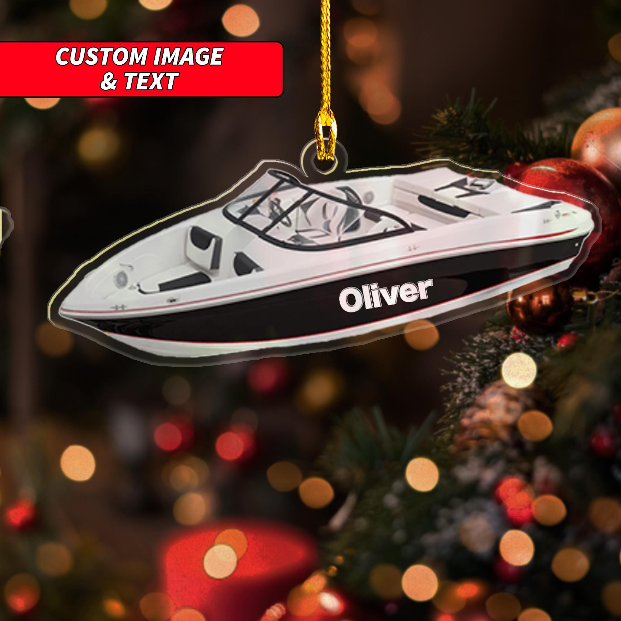 Personalized Boats Ornament, Custom Fishing Boat, Yacht Boat, Speed Boat, Ski Boat Acrylic Ornament, 2D Flat Ocean Ornament, Sailor Ornament ORNO5