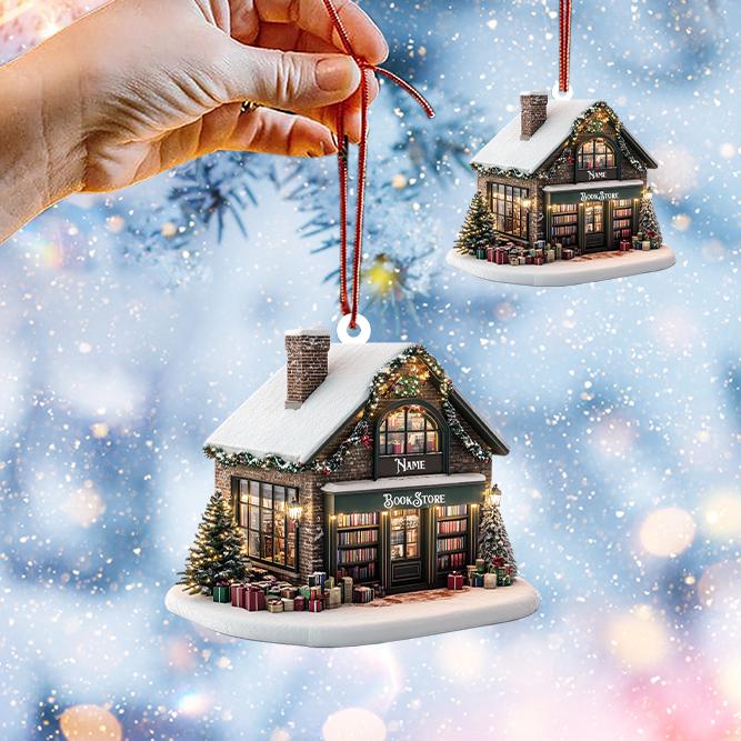 Personalized Bookstore Christmas Ornament, Reading Books Christmas Ornament, Bookworm Ornament, Librarian Ornament Holiday Gift HAOR0611
