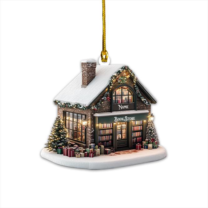 Personalized Bookstore Christmas Ornament, Reading Books Christmas Ornament, Bookworm Ornament, Librarian Ornament Holiday Gift HAOR0611