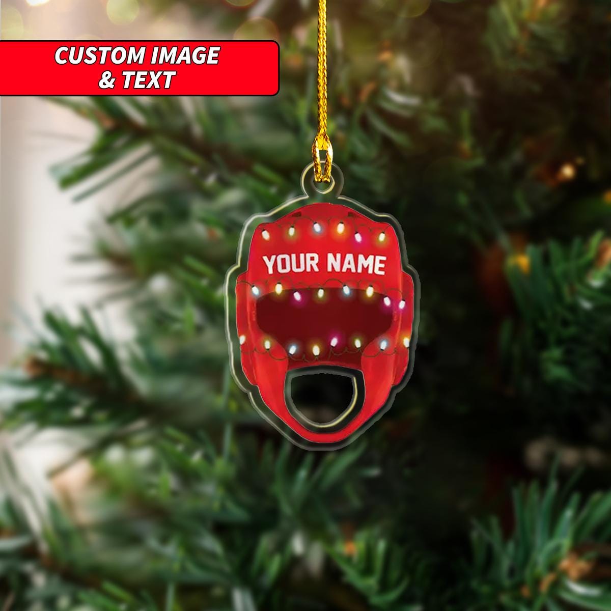 Personalized Boxing Headgear Christmas Ornament, Boxing Headgear Christmas Ornament, Custom Name Acrylic Ornament, Boxing Hobby ORNO5