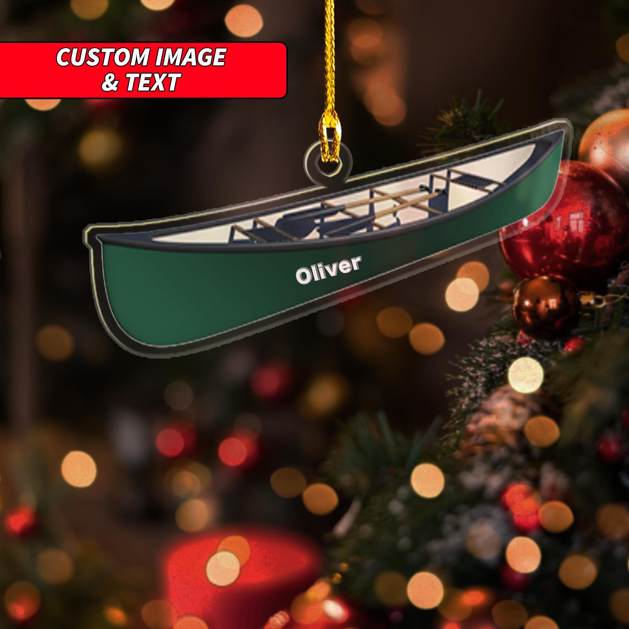 Personalized Canoe Boat Ornament, 2D Flat Christmas Canoe Boat Ornament, Custom Christmas Tree Decor, Boats Ornament, Christmas Ornament ORNO5