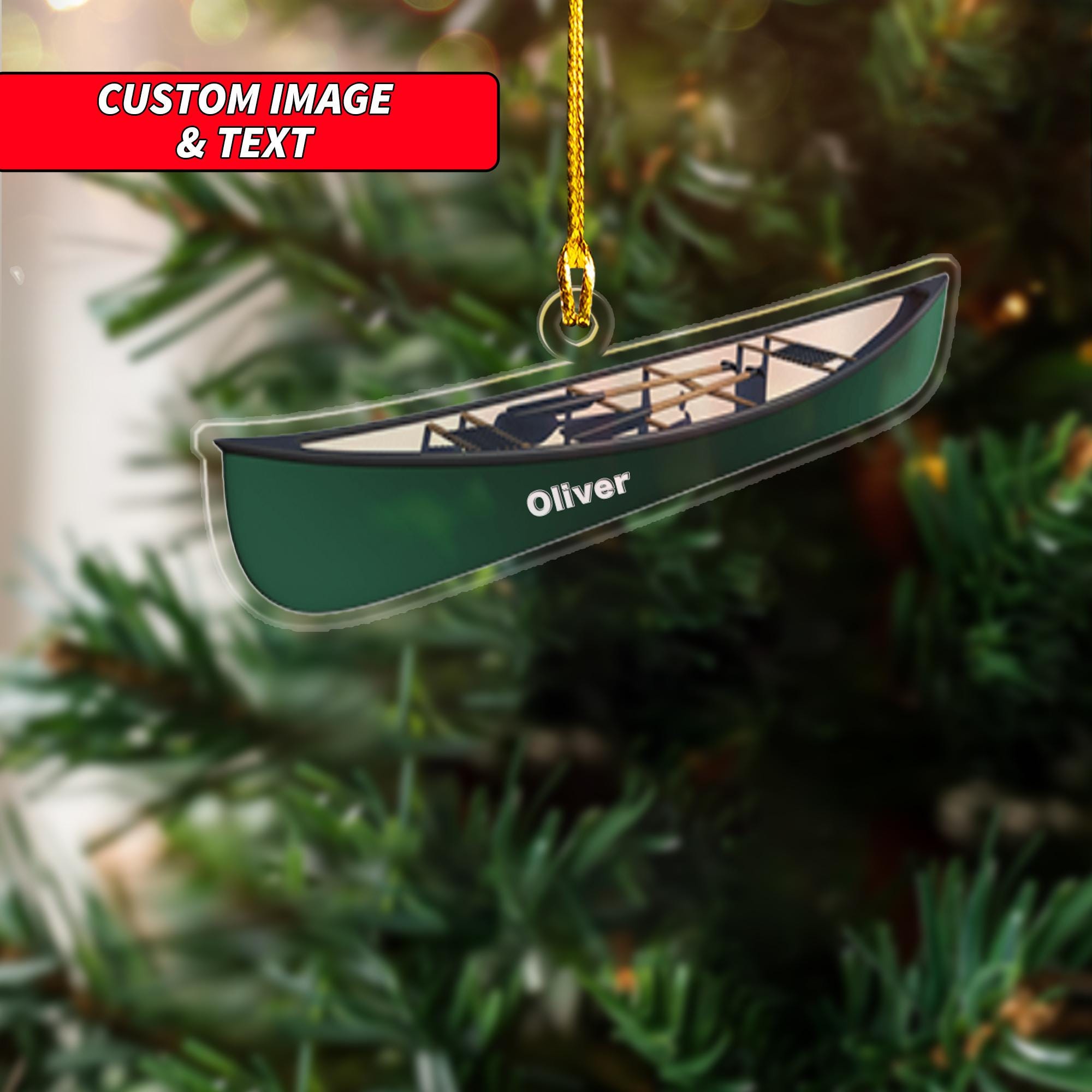 Personalized Canoe Boat Ornament, 2D Flat Christmas Canoe Boat Ornament, Custom Christmas Tree Decor, Boats Ornament, Christmas Ornament ORNO5