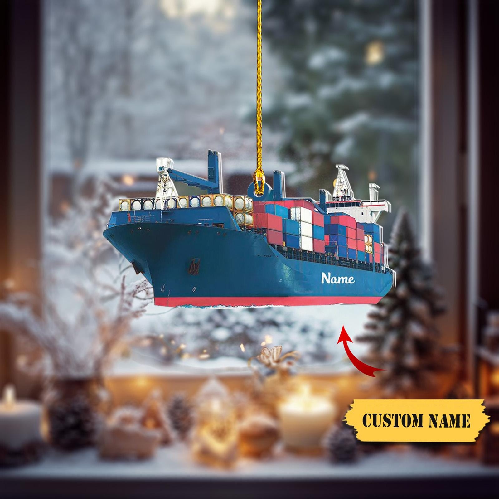 Personalized Cargo Ship Ornament 2D, Xmas Cargo Ship Ornament, Xmas Car Ornament,  Custom Name Ornament, Gift for lover HAOR0711