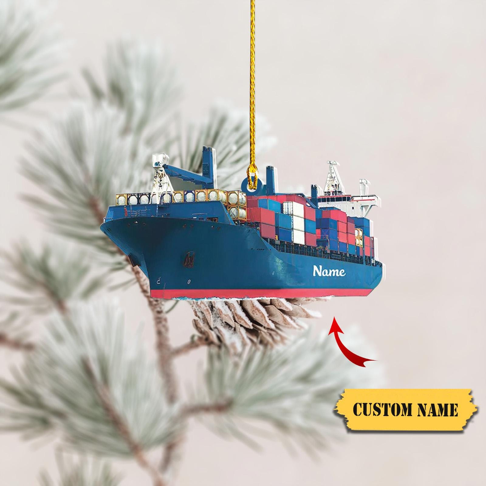 Personalized Cargo Ship Ornament 2D, Xmas Cargo Ship Ornament, Xmas Car Ornament,  Custom Name Ornament, Gift for lover HAOR0711