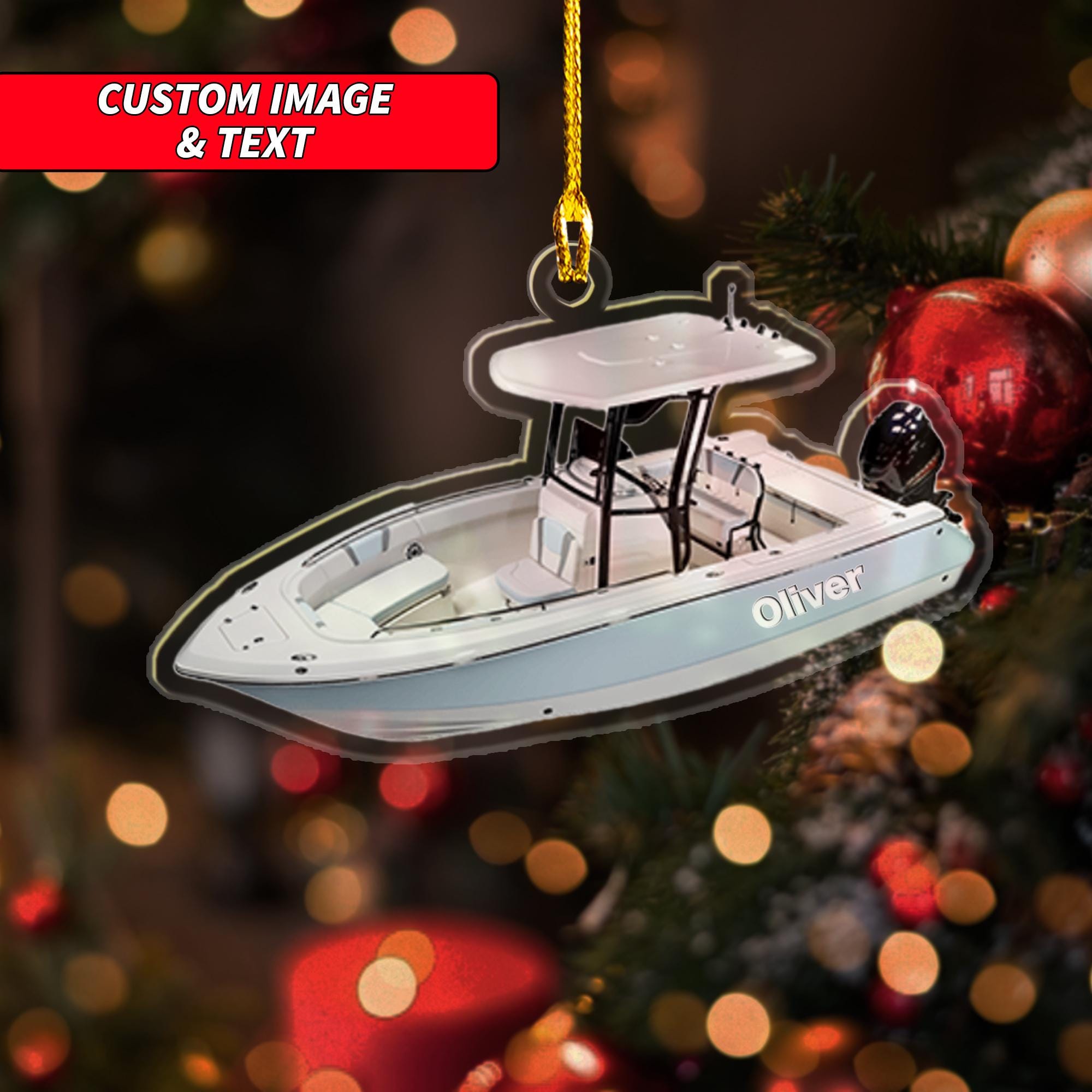 Personalized Center Console Boat Christmas Ornament 2024, 2D Flat Center Console Boat Xmas Ornament 2024, Custom Gift For Christmas ORNO5