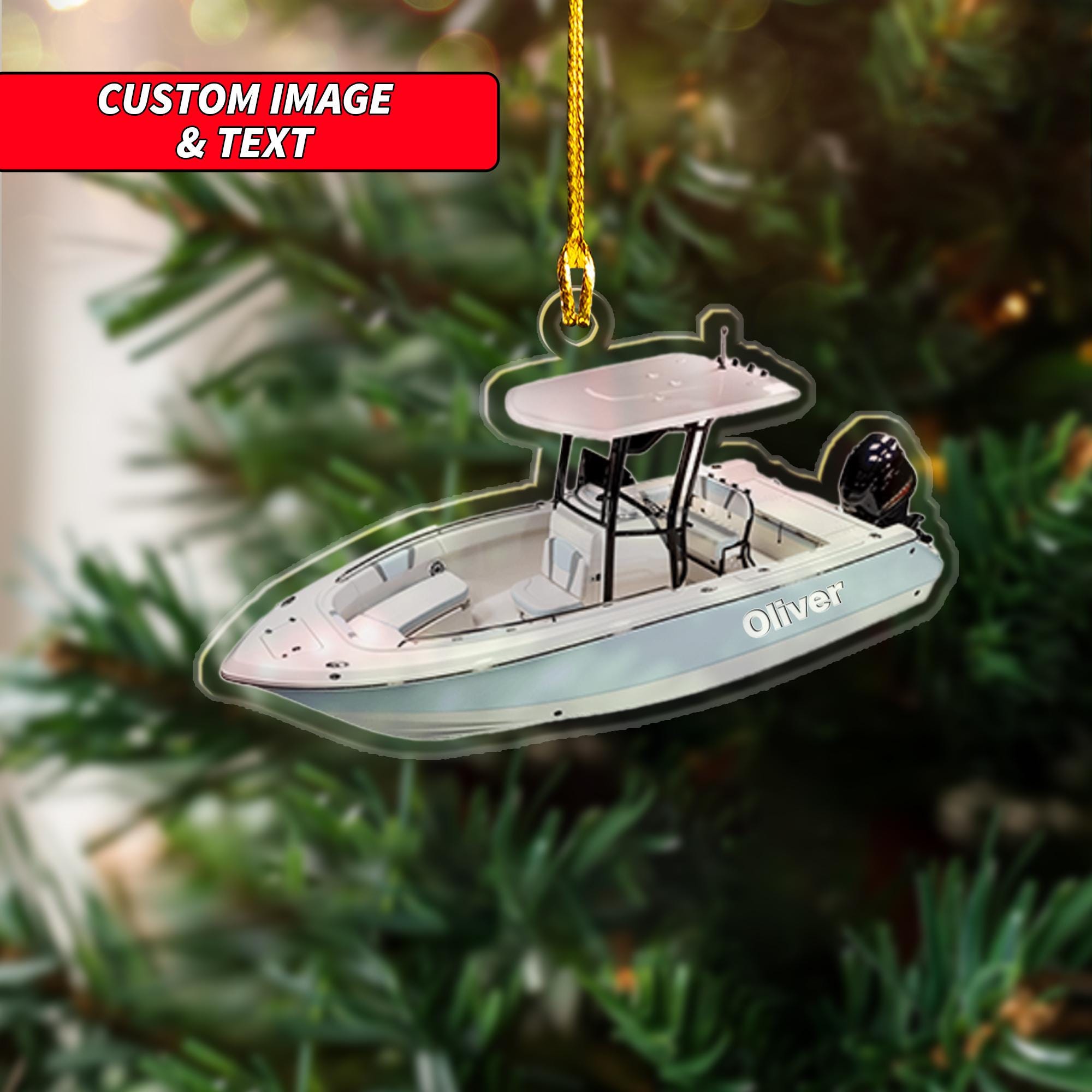 Personalized Center Console Boat Christmas Ornament 2024, 2D Flat Center Console Boat Xmas Ornament 2024, Custom Gift For Christmas ORNO5
