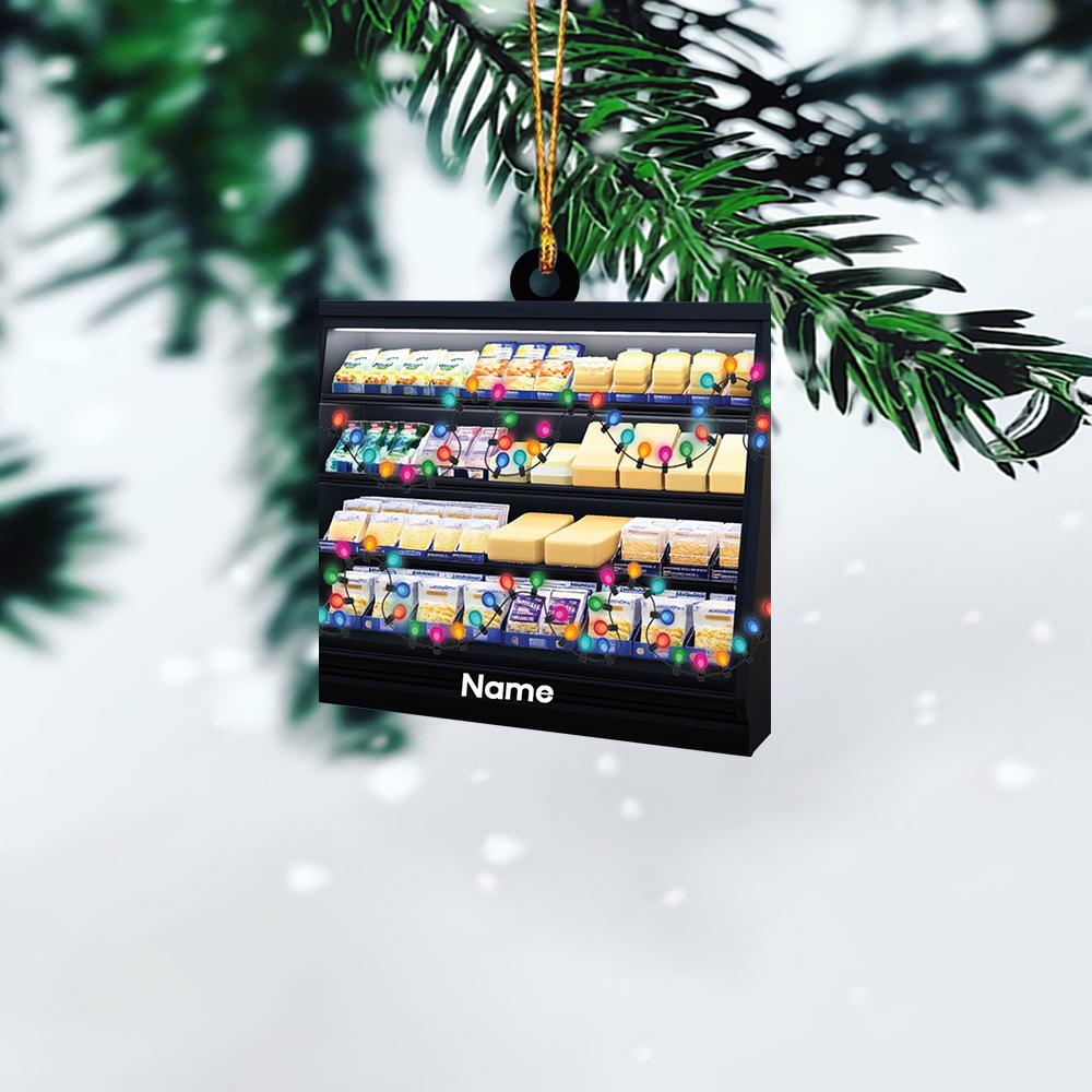 Personalized Cheese Fridge Christmas Ornament, Cheese Christmas Ornament, Chef Ornament, Cheese Lovers Gift, Cooking Ornament HAOR0611