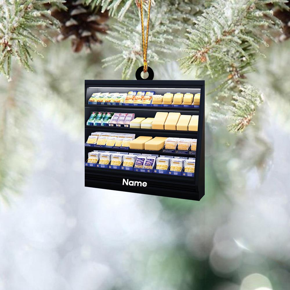 Personalized Cheese Fridge Christmas Ornament, Cheese Christmas Ornament, Chef Ornament, Cheese Lovers Gift, Cooking Ornament HAOR0611