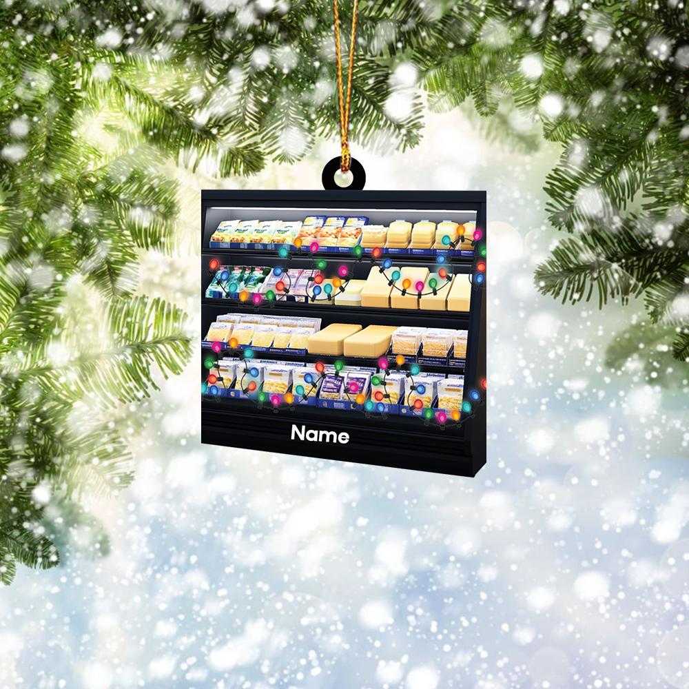 Personalized Cheese Fridge Christmas Ornament, Cheese Christmas Ornament, Chef Ornament, Cheese Lovers Gift, Cooking Ornament HAOR0611