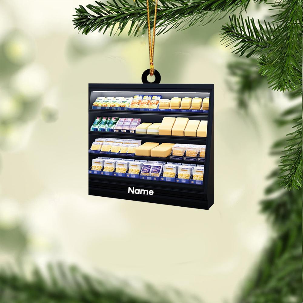 Personalized Cheese Fridge Christmas Ornament, Cheese Christmas Ornament, Chef Ornament, Cheese Lovers Gift, Cooking Ornament HAOR0611