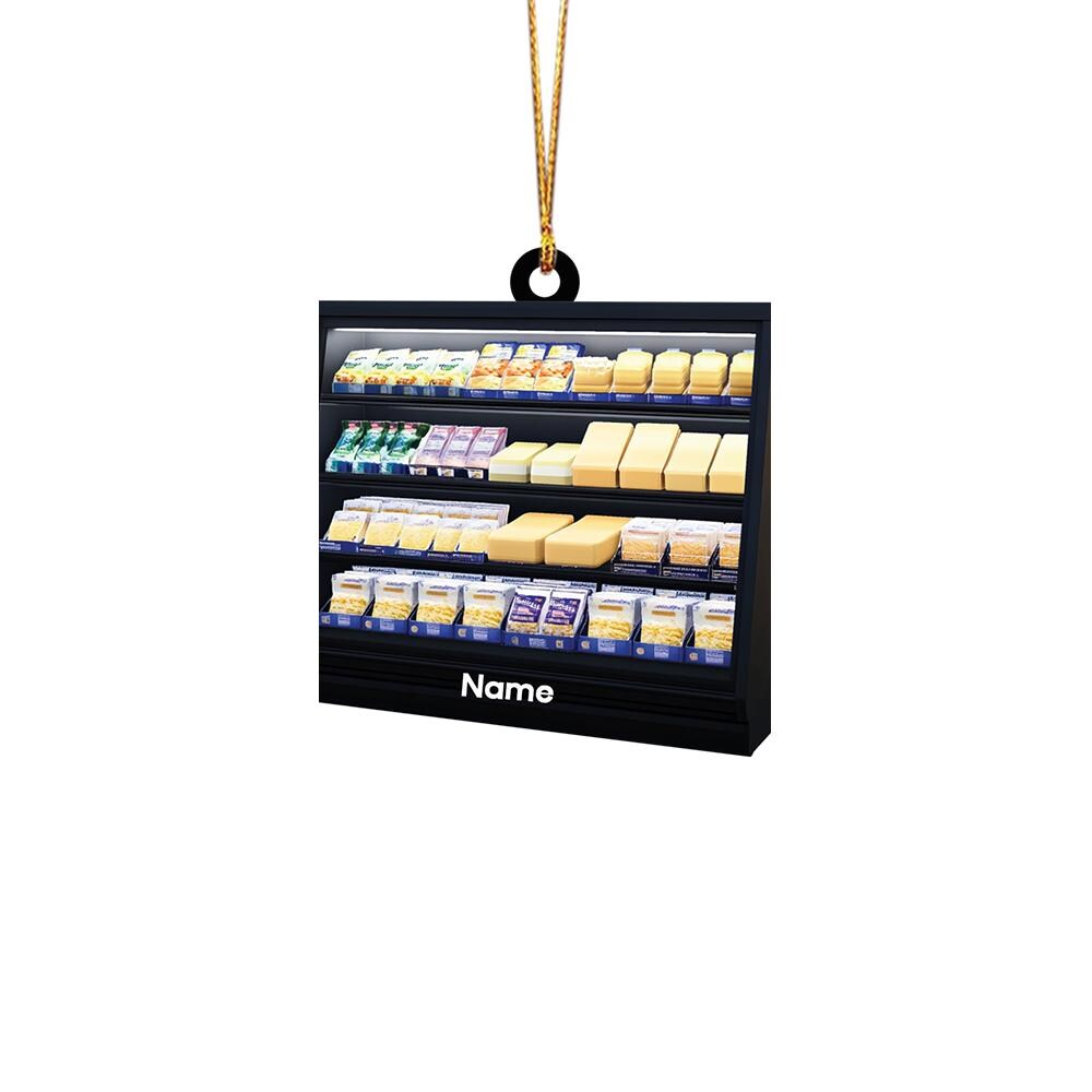Personalized Cheese Fridge Christmas Ornament, Cheese Christmas Ornament, Chef Ornament, Cheese Lovers Gift, Cooking Ornament HAOR0611