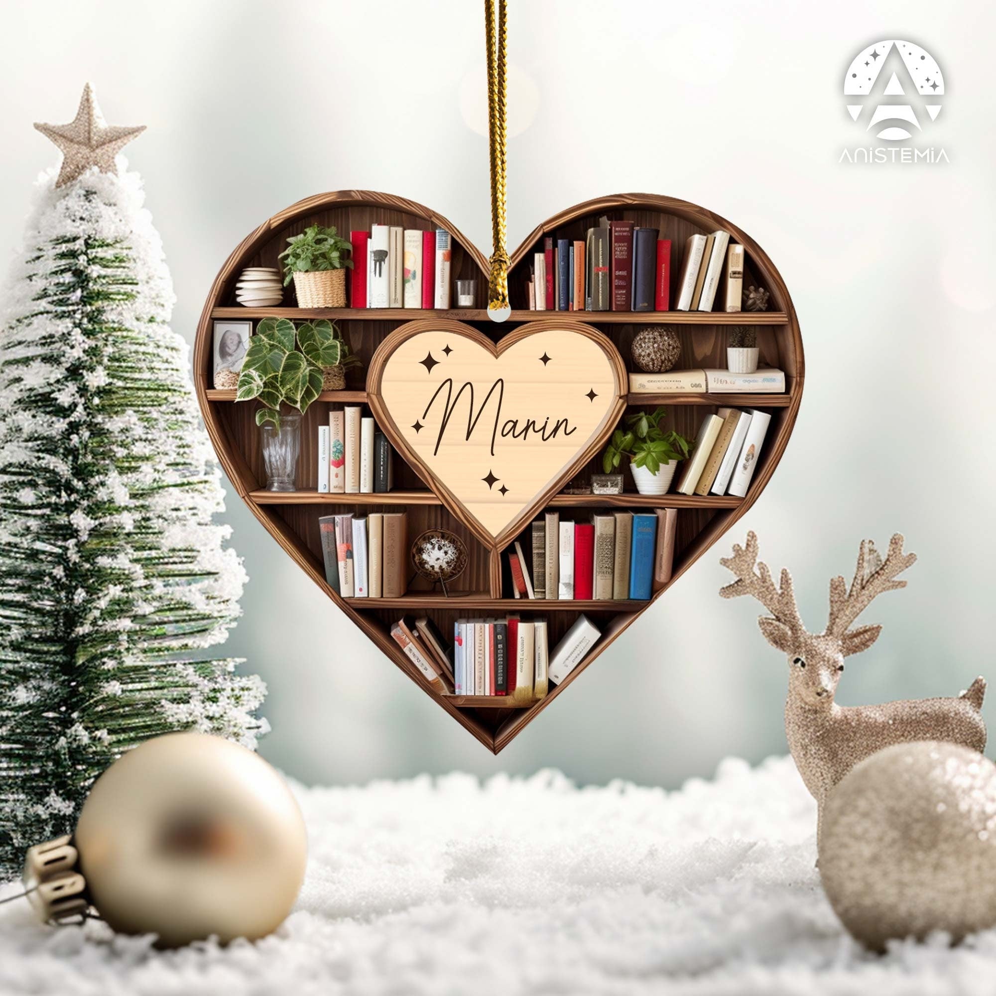 Personalized Christmas Book Tree Name Ornament, Custom Bookish Ornament, Book Lover Gift, Bookworm Gifts, Book Club Ornament, Librarian Gift ORH1710N