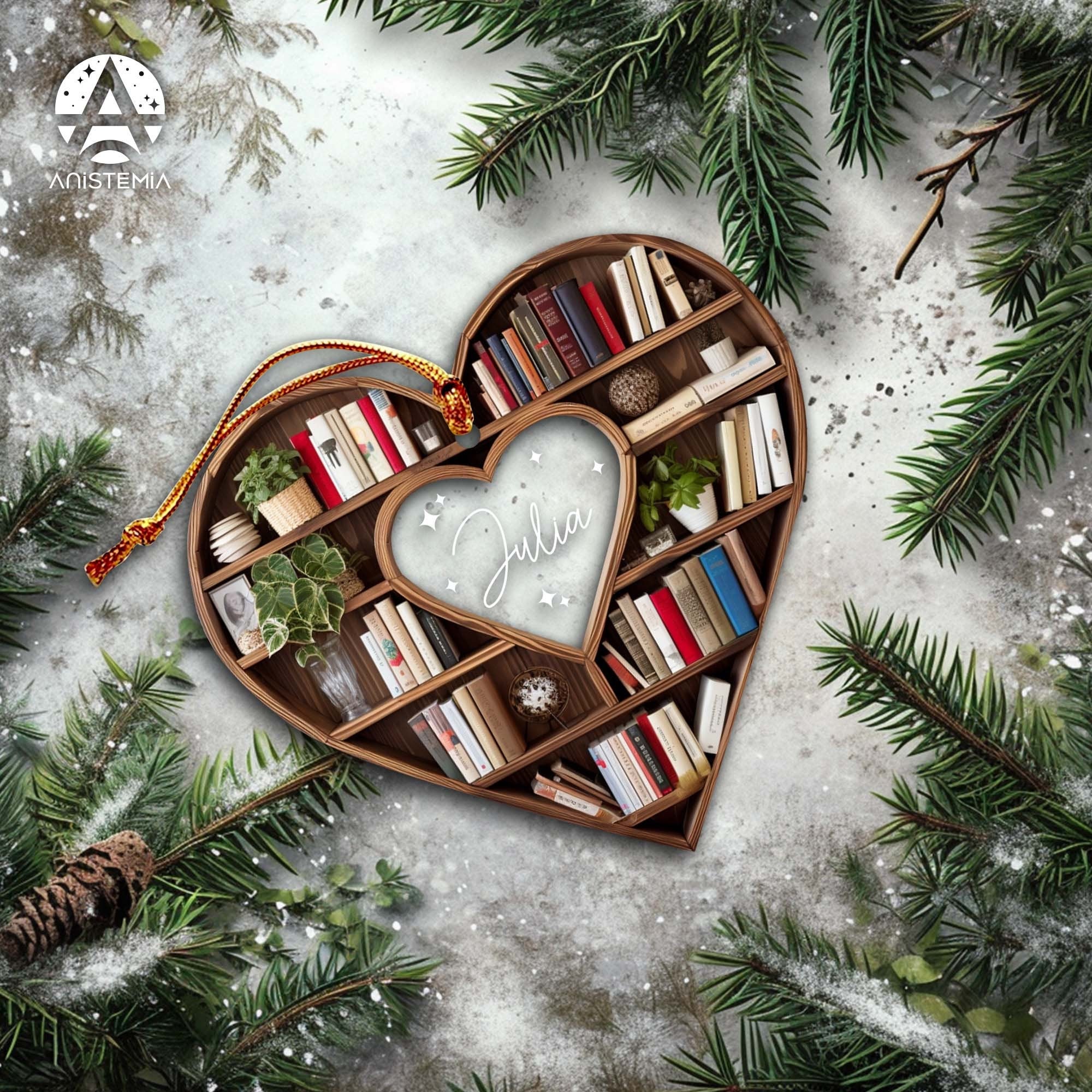 Personalized Christmas Book Tree Name Ornament, Custom Bookish Ornament, Book Lover Gift, Bookworm Gifts, Book Club Ornament, Librarian Gift ORH1710N