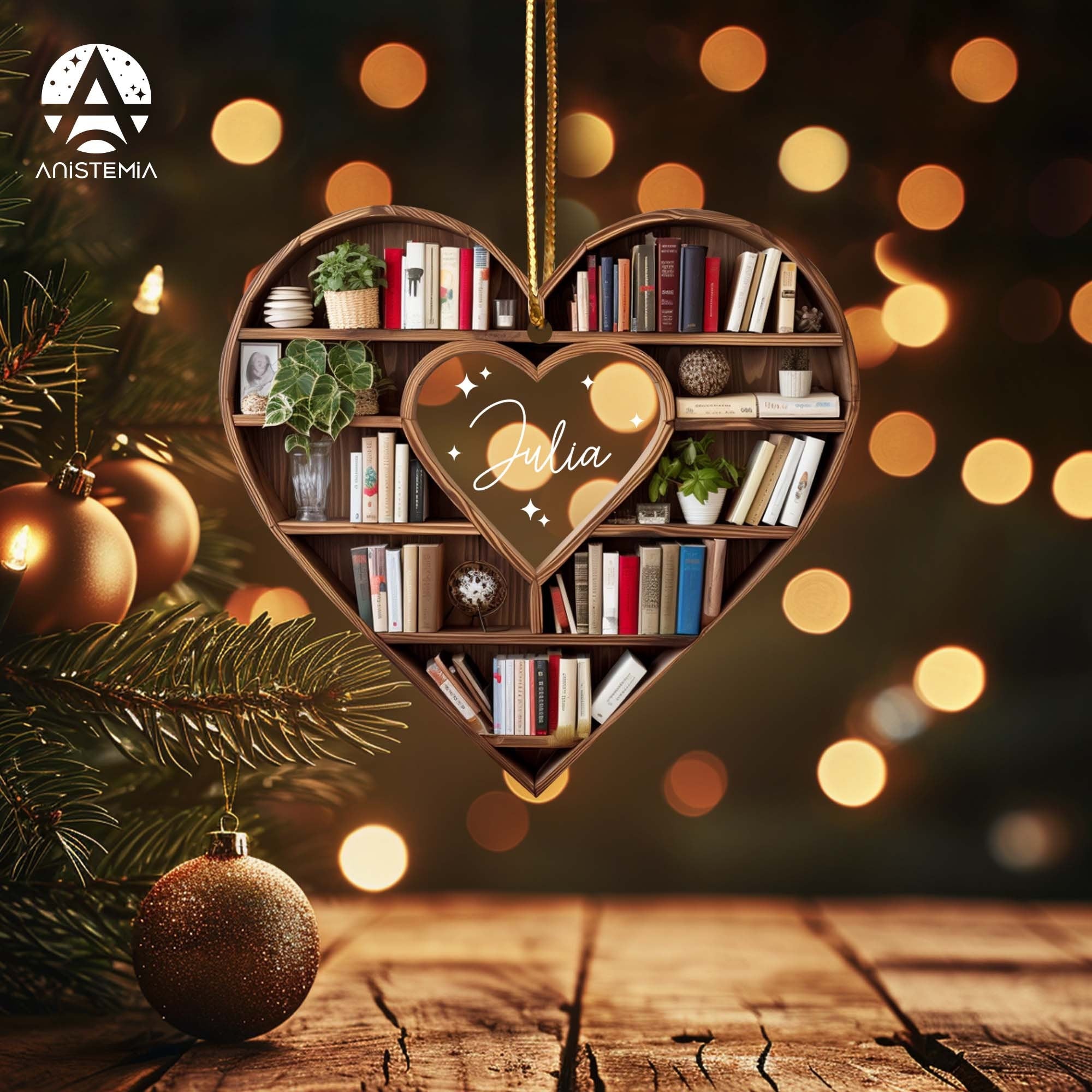 Personalized Christmas Book Tree Name Ornament, Custom Bookish Ornament, Book Lover Gift, Bookworm Gifts, Book Club Ornament, Librarian Gift ORH1710N