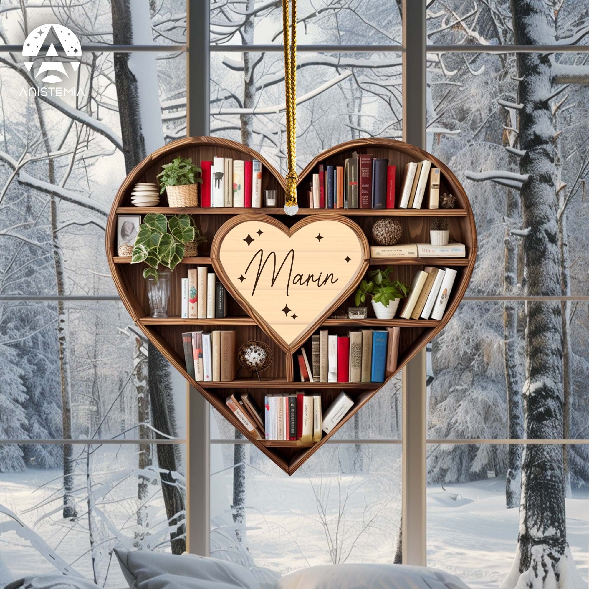 Personalized Christmas Book Tree Name Ornament, Custom Bookish Ornament, Book Lover Gift, Bookworm Gifts, Book Club Ornament, Librarian Gift ORH1710N