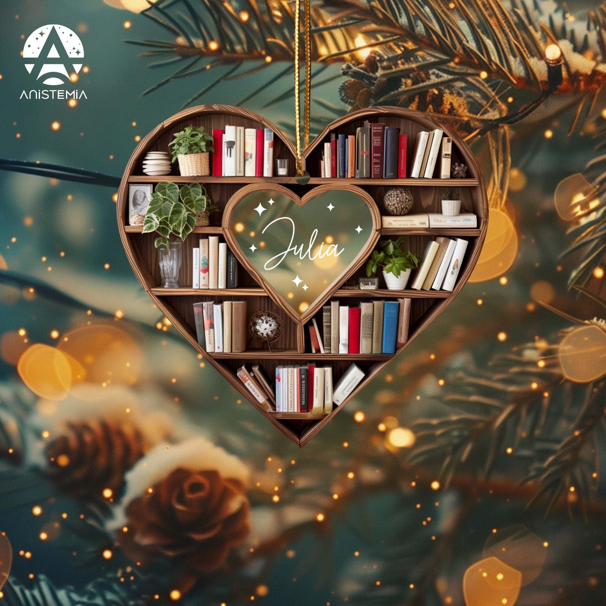 Personalized Christmas Book Tree Name Ornament, Custom Bookish Ornament, Book Lover Gift, Bookworm Gifts, Book Club Ornament, Librarian Gift ORH1710N