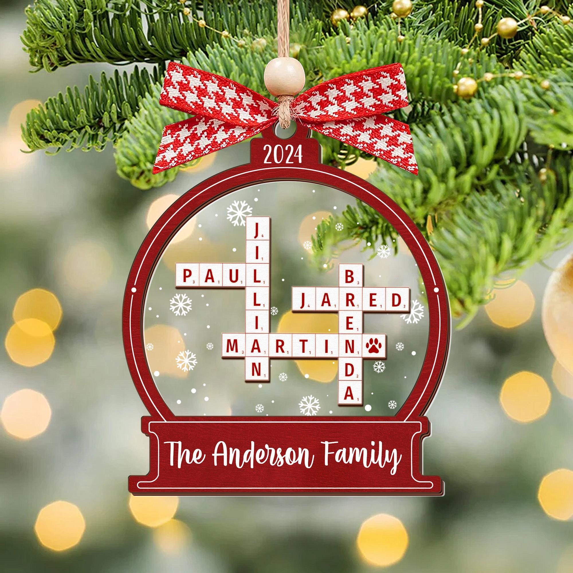 Personalized Christmas Ornament, Family Crossword Ornament, Family Ornament, Family Names Puzzle, 2024 Family Christmas, Gift Keepsake OROC24