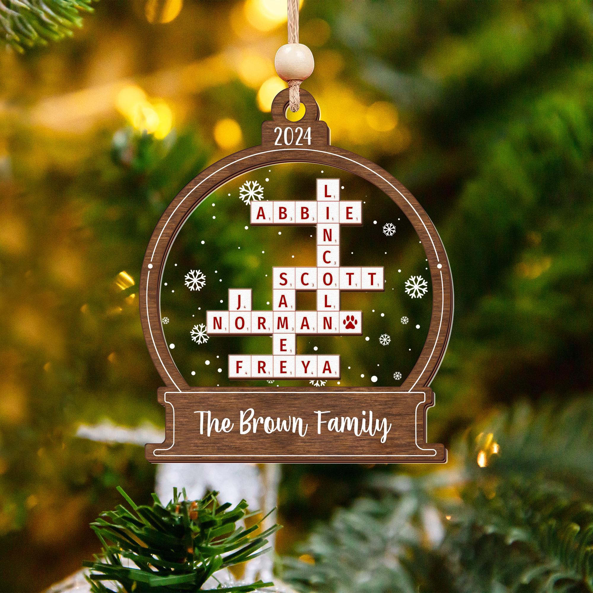Personalized Christmas Ornament, Family Crossword Ornament, Family Ornament, Family Names Puzzle, 2024 Family Christmas, Gift Keepsake OROC24