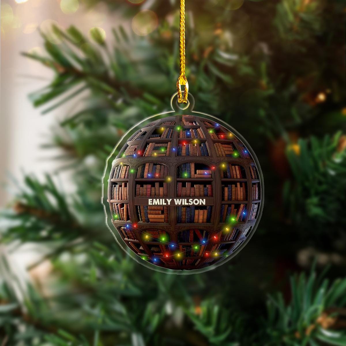 Personalized Christmas Reading Lover Name 2D Flat Ornament, Custom Name Book Store Christmas Personalized Ornament, Gift For Reading Lover ORNO5