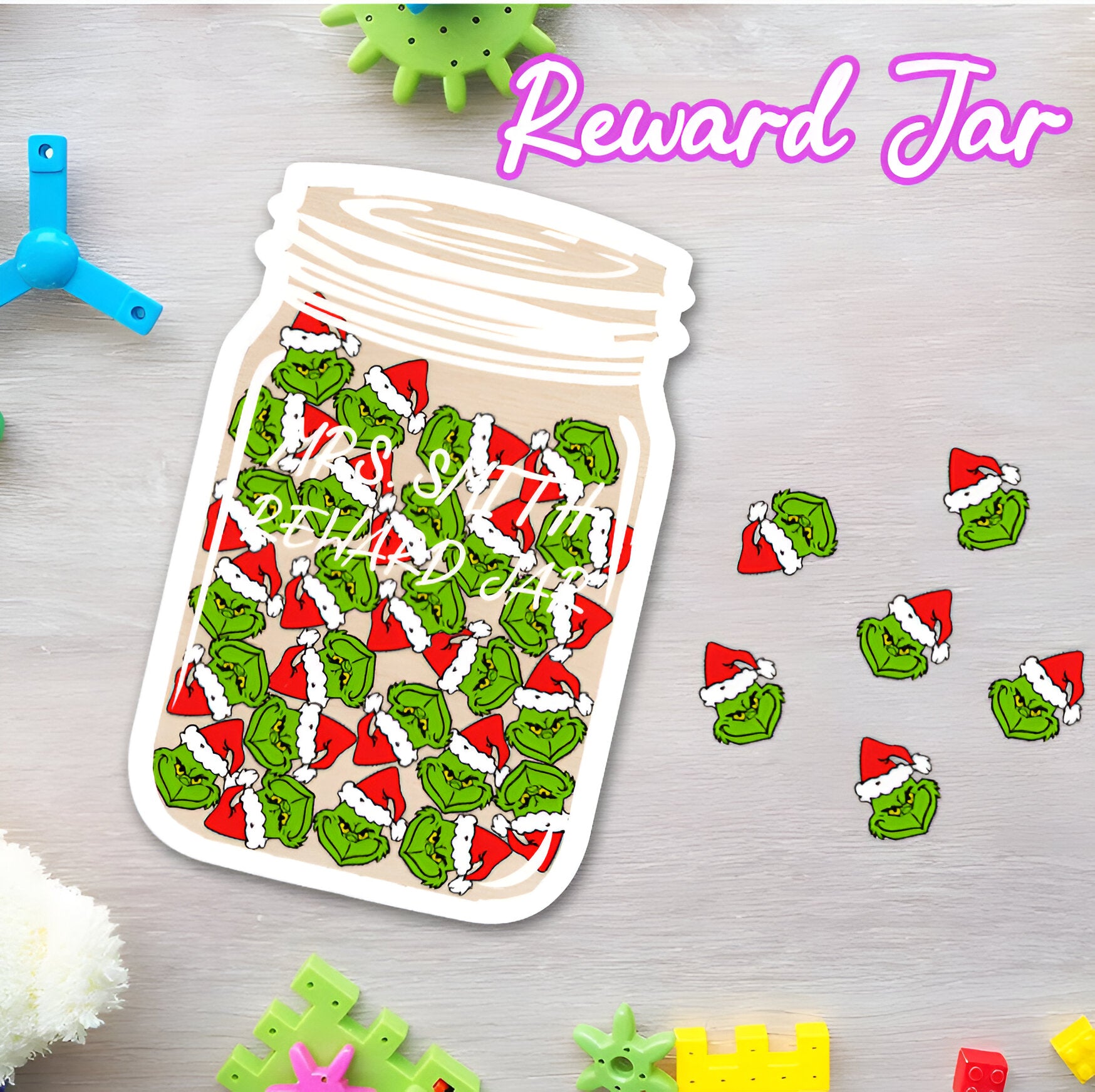 Personalized Christmas The Grinch Reward Jar REJAR