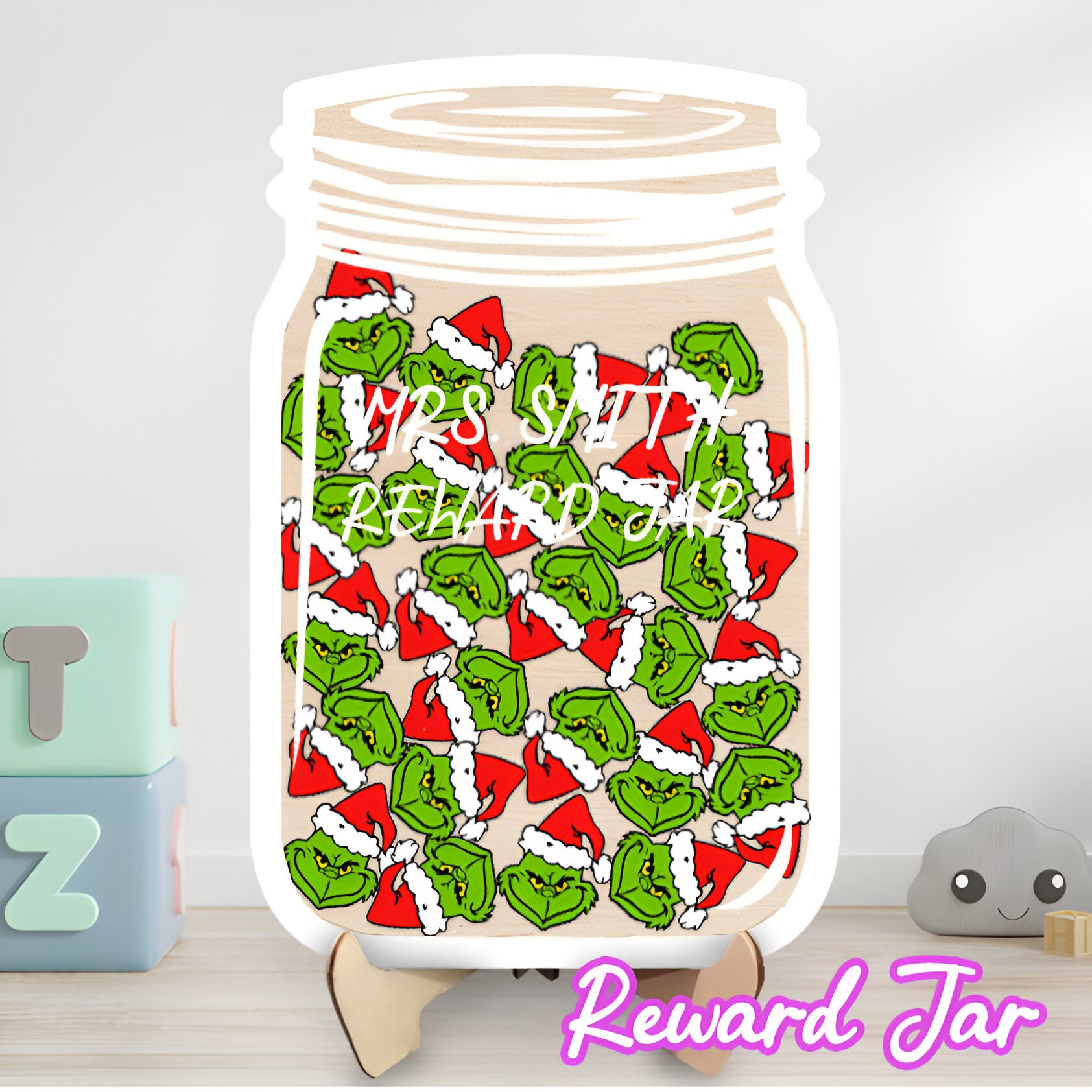 Personalized Christmas The Grinch Reward Jar REJAR