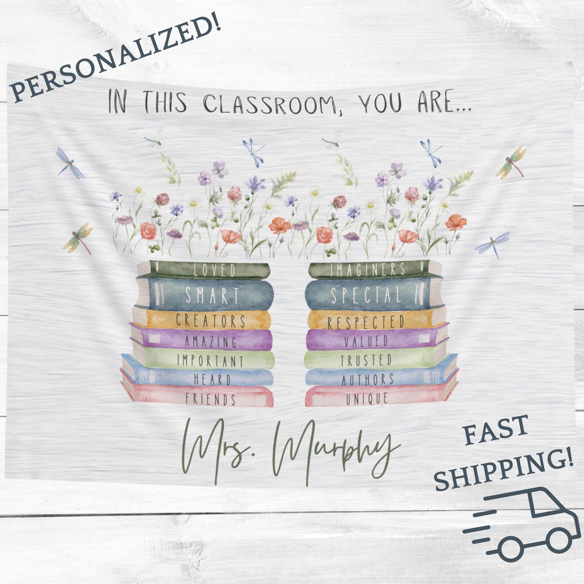 Personalized Classroom Tapestry, Custom Teacher Class Flag, Teacher Banner, Back To School Gift Teachers, Classroom Decorations Decor, Name TAPES1