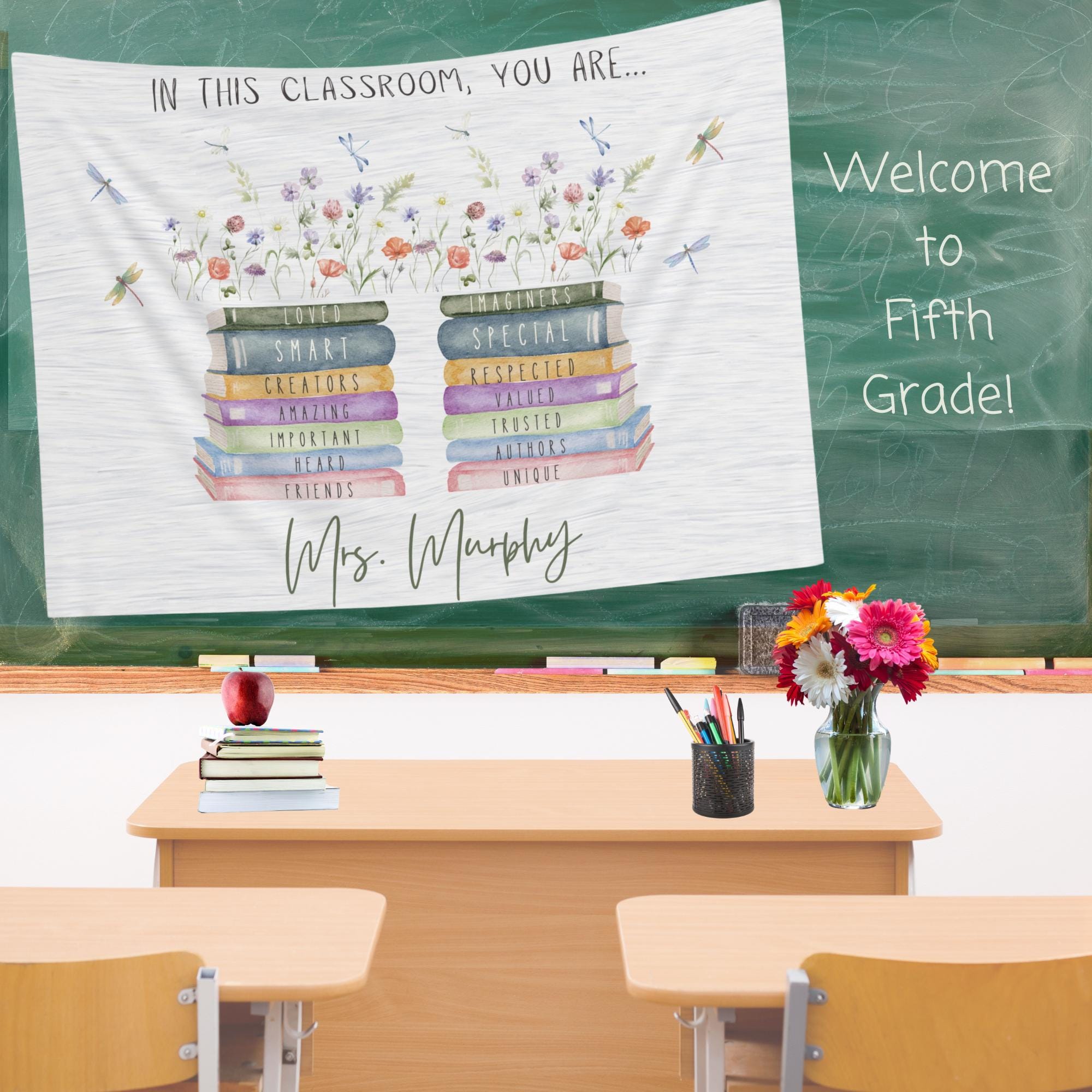 Personalized Classroom Tapestry, Custom Teacher Class Flag, Teacher Banner, Back To School Gift Teachers, Classroom Decorations Decor, Name TAPES1