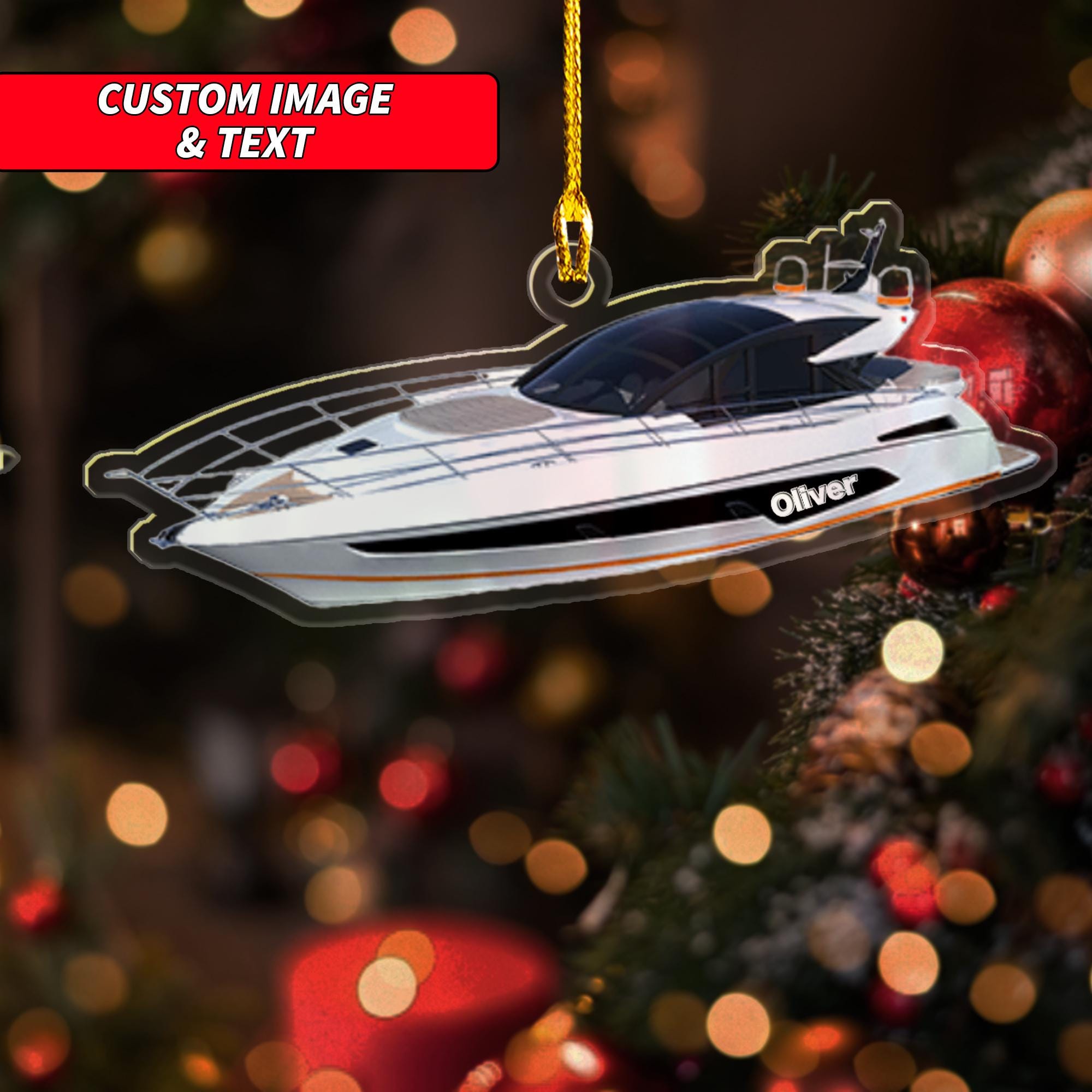 Personalized Cruiser Boat Ornament 2024, 2D Flat Hanging Ornament, Christmas Ornament, Acrylic Ornament 2024, Custom Boat Ornament 2024 ORNO5