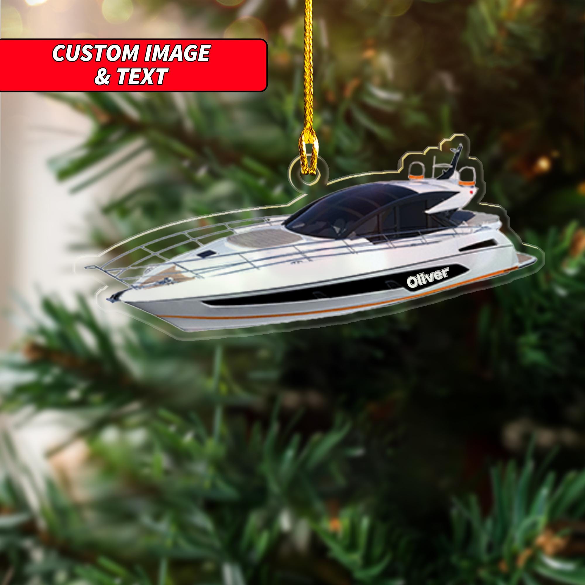Personalized Cruiser Boat Ornament 2024, 2D Flat Hanging Ornament, Christmas Ornament, Acrylic Ornament 2024, Custom Boat Ornament 2024 ORNO5