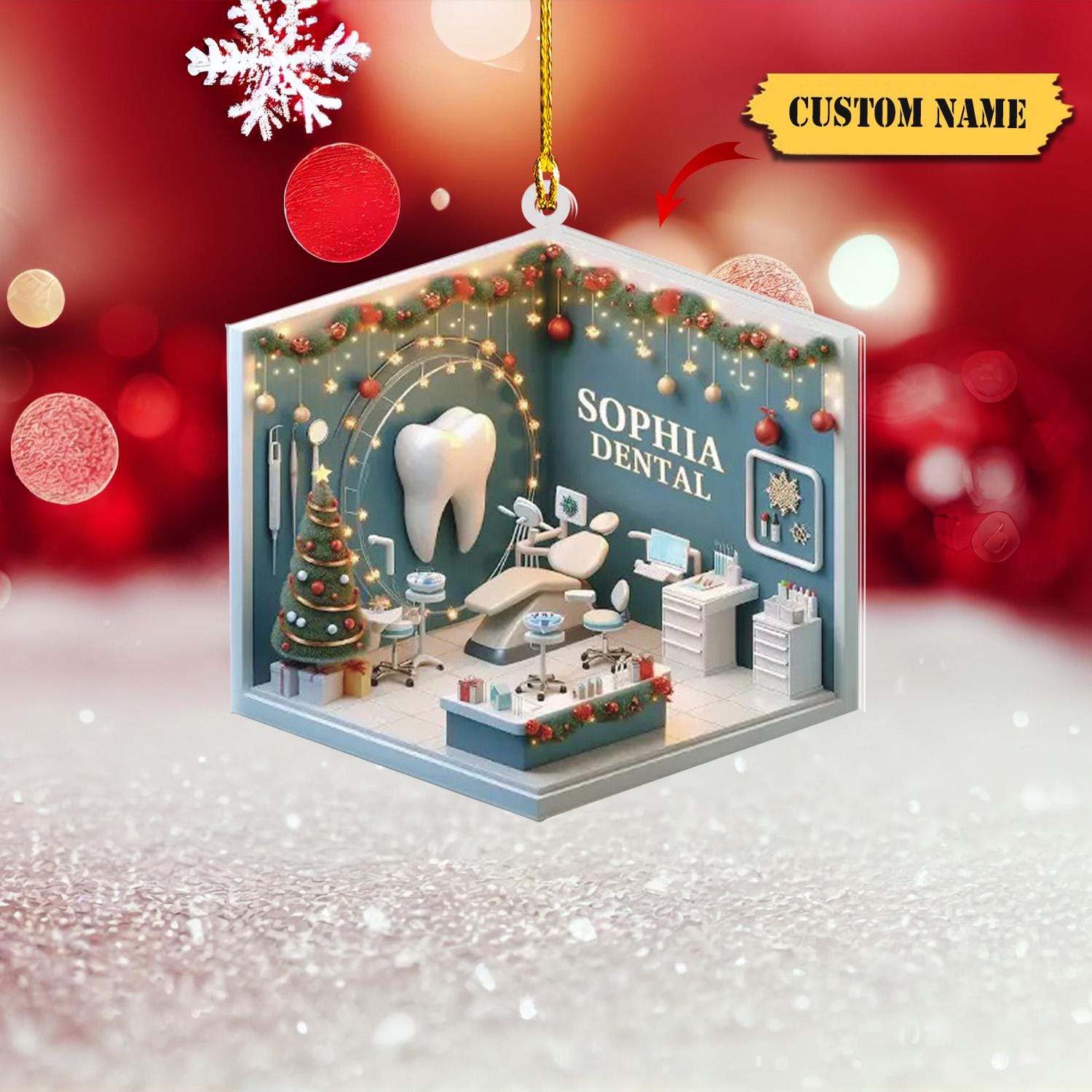 Personalized Dental 2D Flat Printed Acrylic Ornament Not 3D, Dentist Christmas, Dental Hygiene Christmas Ornament, Dental Squad Ornament HAOR0711