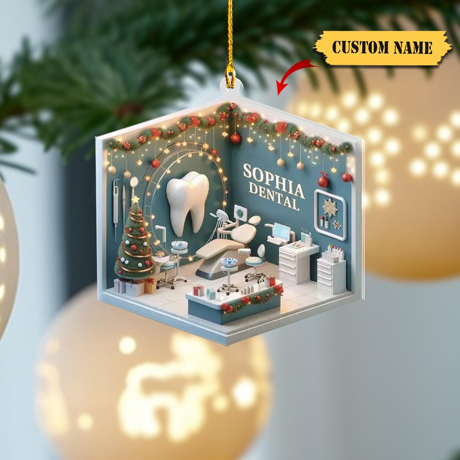 Personalized Dental 2D Flat Printed Acrylic Ornament Not 3D, Dentist Christmas, Dental Hygiene Christmas Ornament, Dental Squad Ornament HAOR0711