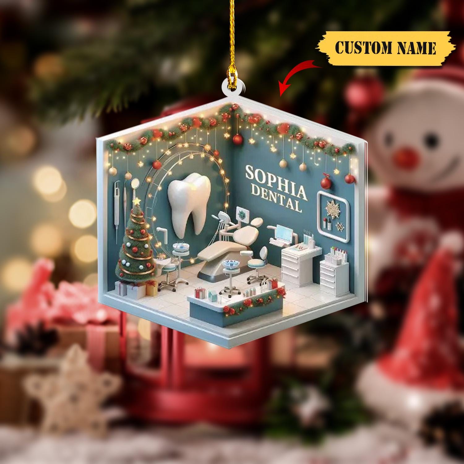 Personalized Dental 2D Flat Printed Acrylic Ornament Not 3D, Dentist Christmas, Dental Hygiene Christmas Ornament, Dental Squad Ornament HAOR0711