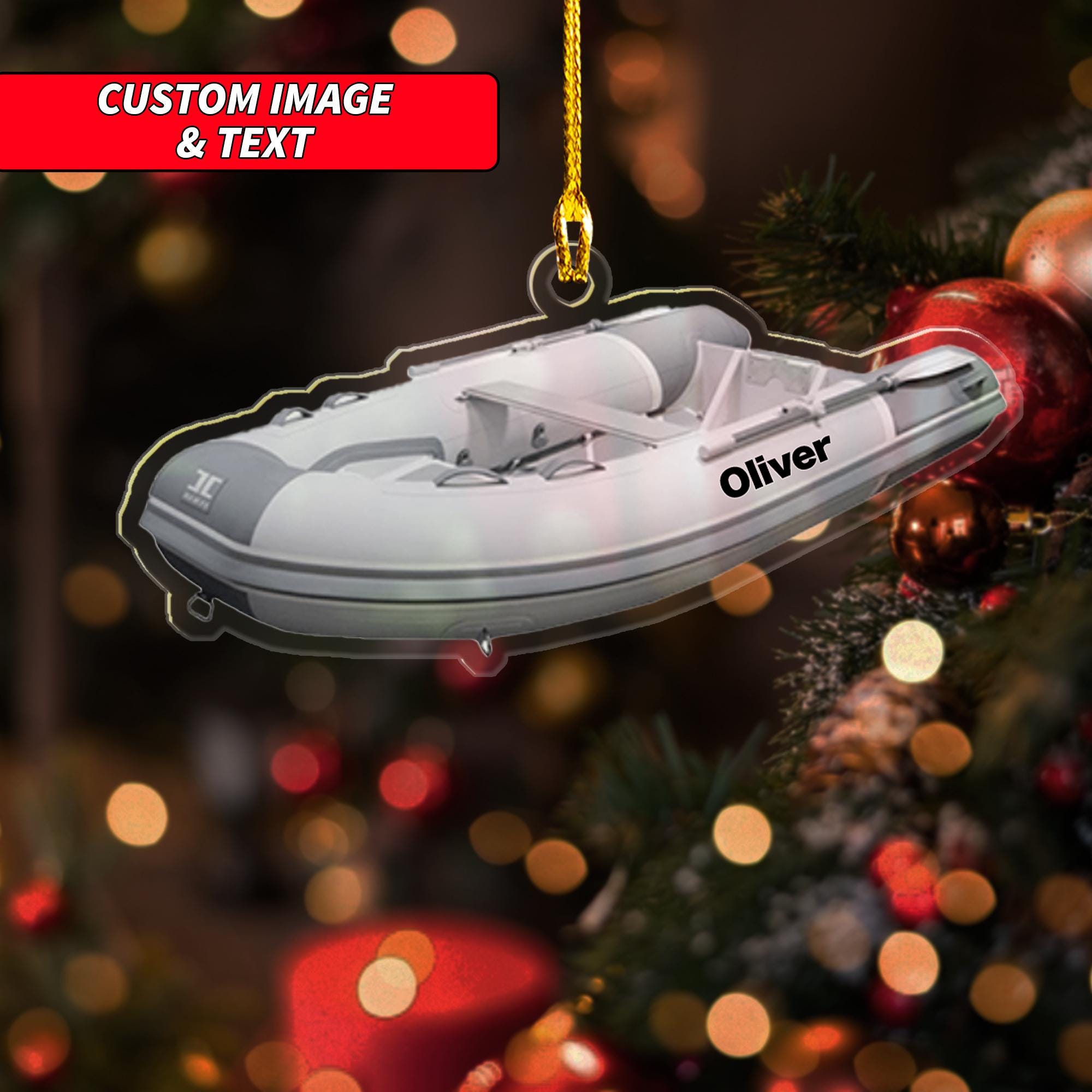 Personalized Dingny Boat Ornament, 2D Flat Christmas Dingny Boat Ornament, Custom Dingny Boat Christmas Home Decor, Boats Ornament ORNO5