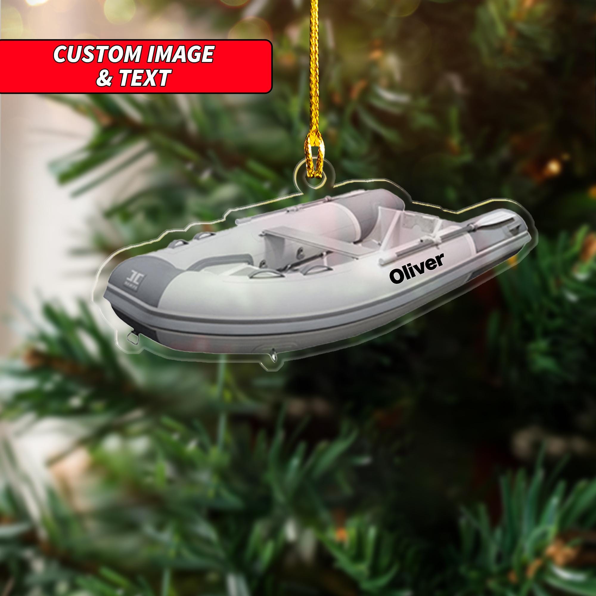 Personalized Dingny Boat Ornament, 2D Flat Christmas Dingny Boat Ornament, Custom Dingny Boat Christmas Home Decor, Boats Ornament ORNO5