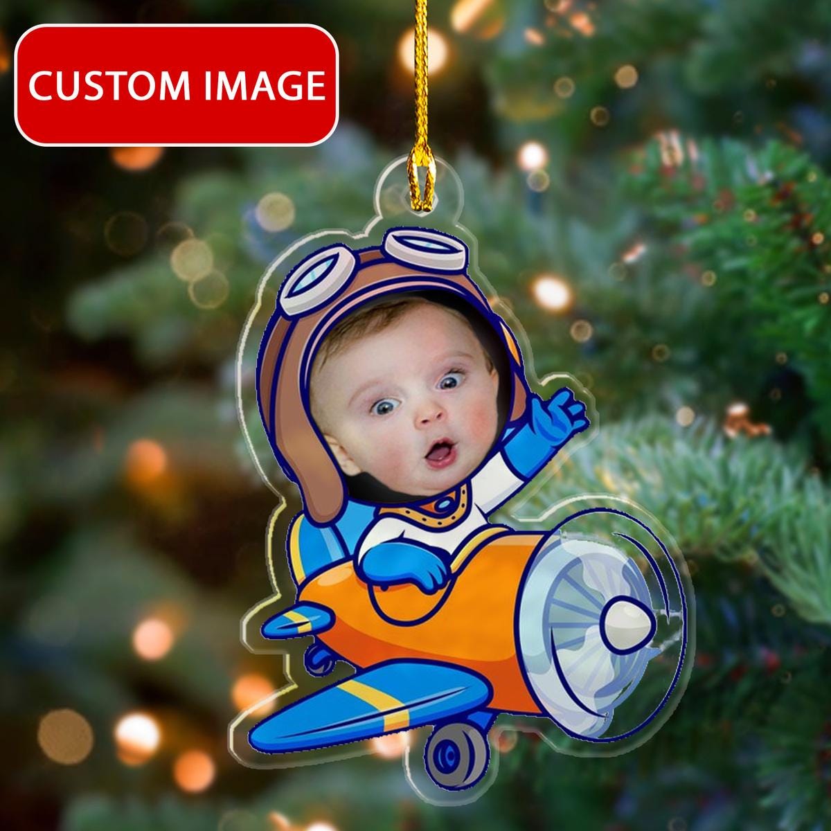 Personalized Diver Riding A Plane Cartoon Acrylic Ornament, Custom Shaped Ornament, Personalized Scuba Diving Christmas Ornament ORNO5