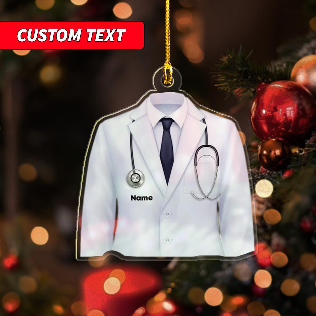 Personalized Doctor Blouse Christmas Ornament, Doctor Uniform Christmas Ornament, Personalized Doctor Costume Ornament, Doctor Uniform Gift ORNO5