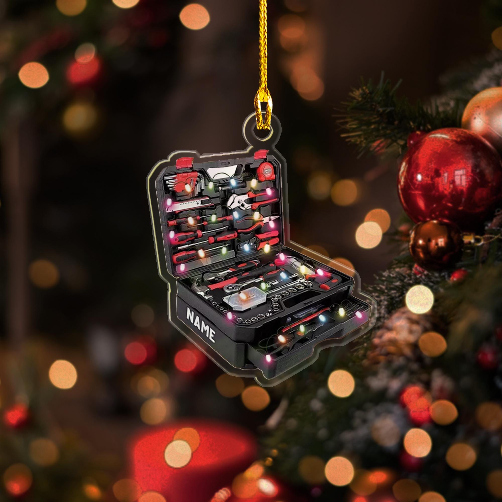 Personalized Electrician Tool Bag 2D Flat Ornament, Maintenance Engineer Christmas Ornament, Garage Ornament Automobile Repair Shop Gift ORNO5