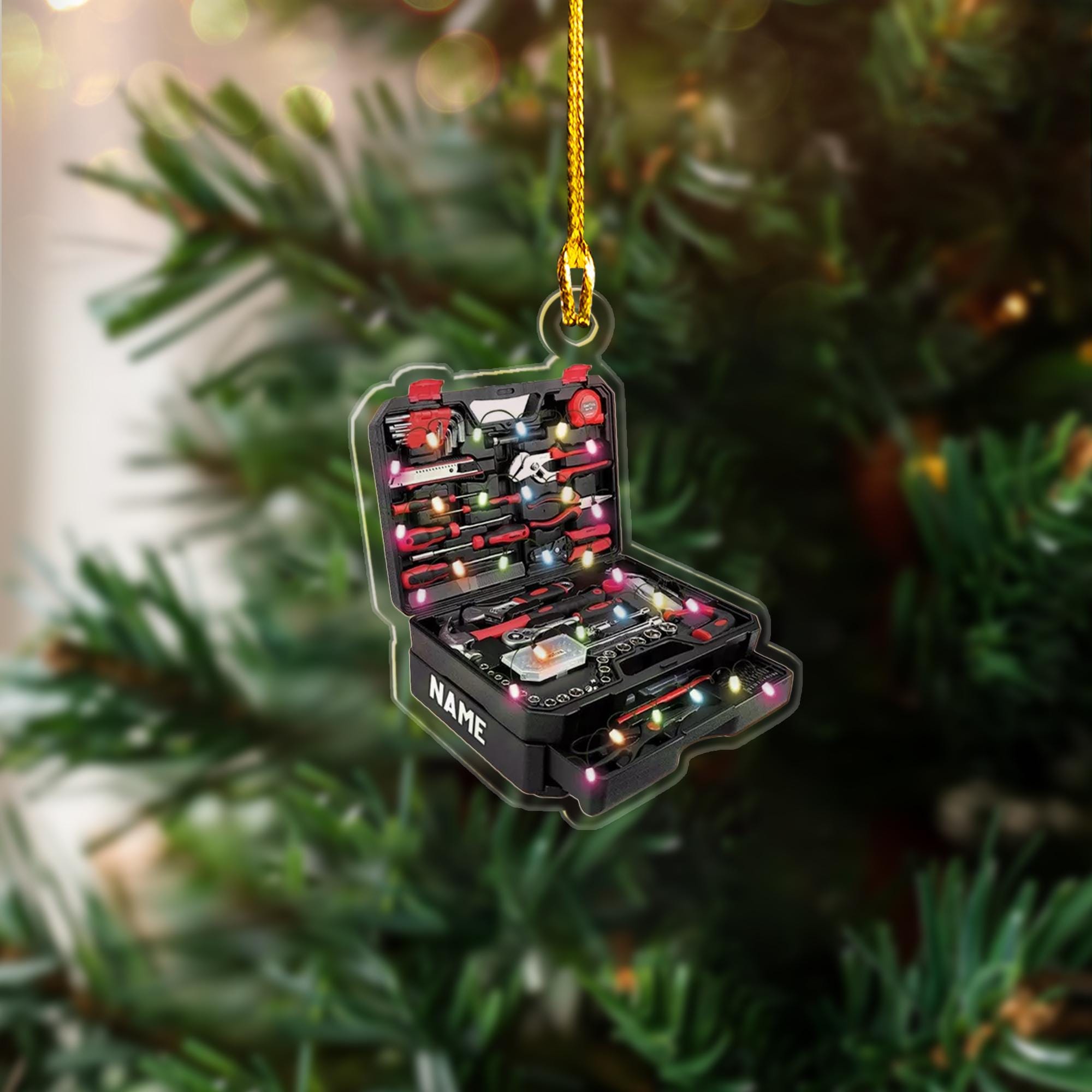 Personalized Electrician Tool Bag 2D Flat Ornament, Maintenance Engineer Christmas Ornament, Garage Ornament Automobile Repair Shop Gift ORNO5