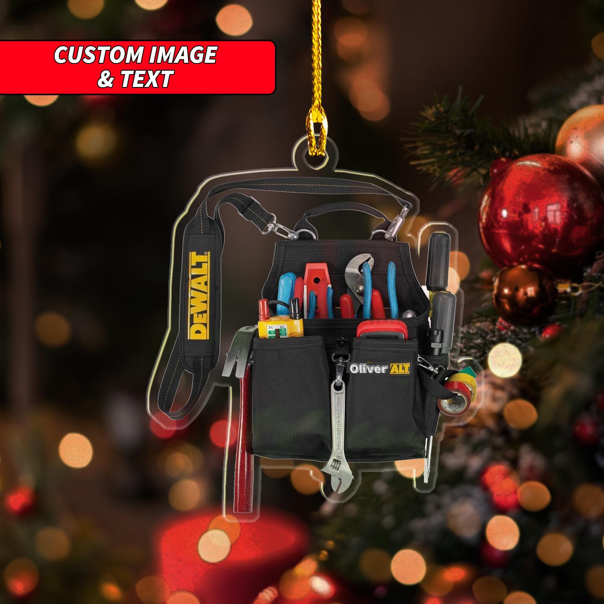 Personalized Electrician Tool Pouch Ornament 2024, Custom Maintenance Engineer Christmas Ornament, 2D Flat Electrician Electric Ornament ORNO5