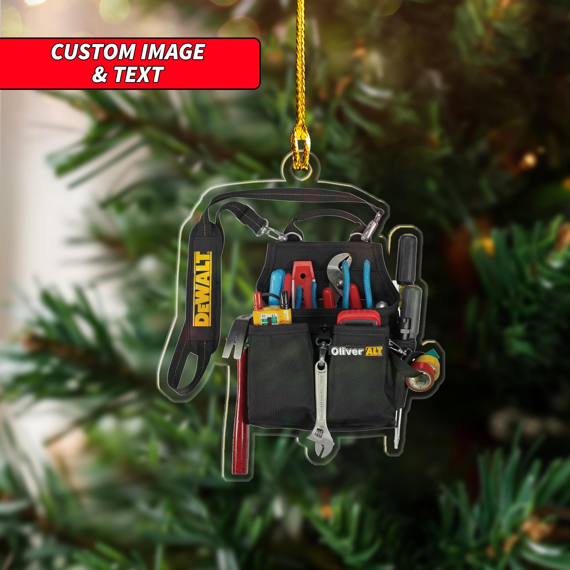 Personalized Electrician Tool Pouch Ornament 2024, Custom Maintenance Engineer Christmas Ornament, 2D Flat Electrician Electric Ornament ORNO5