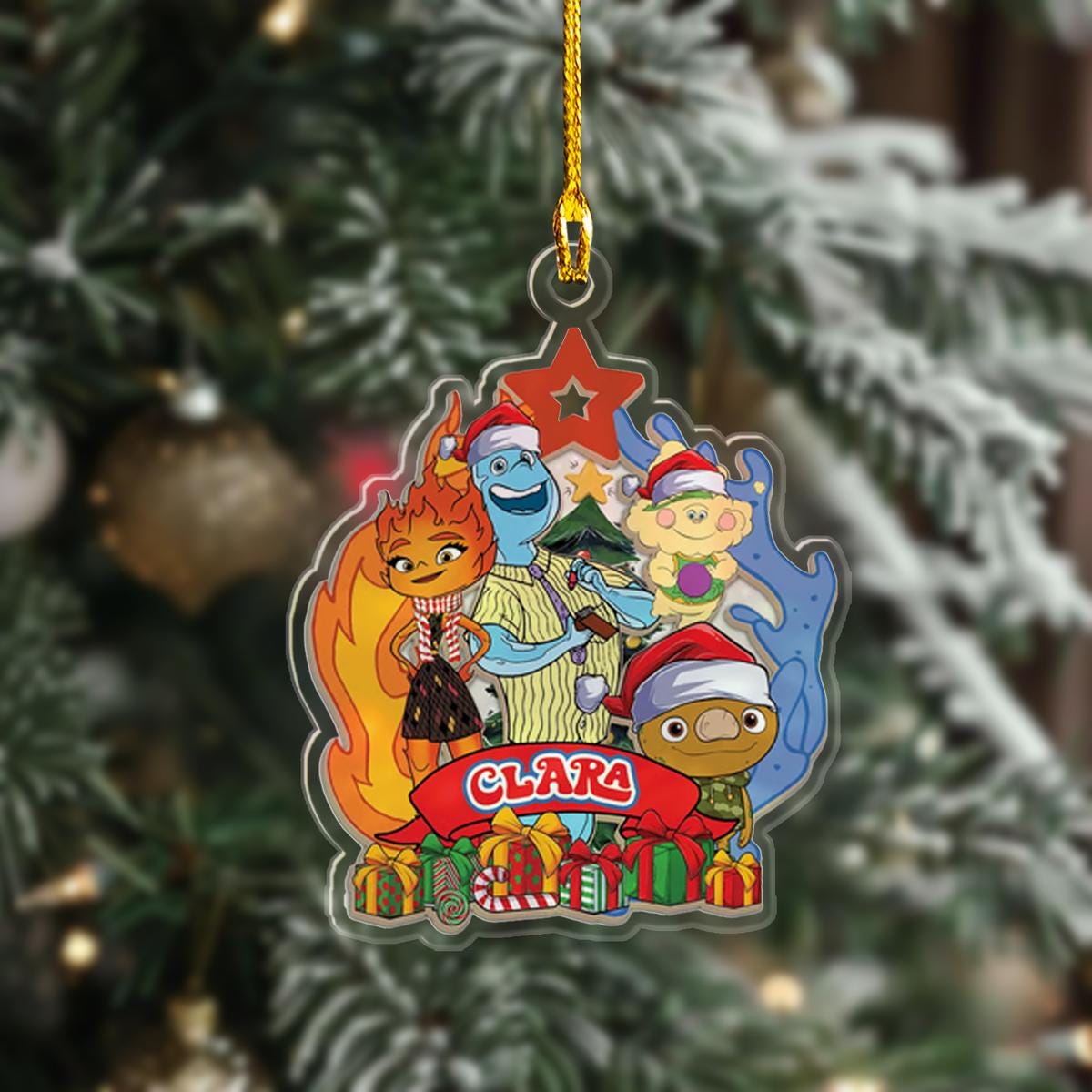 Personalized Elemental Christmas Ornament, Elemental Acrylic Ornament, Christmas 2024 Movie Ornament, Elemental 2024 Couple Xmas Ornament ORNO5