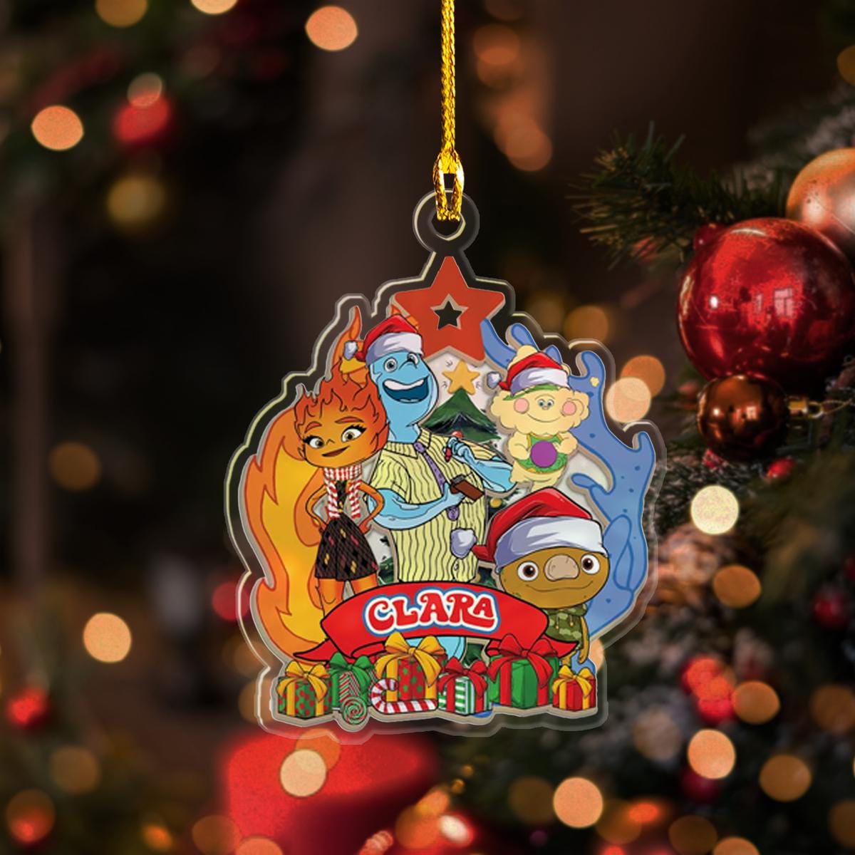 Personalized Elemental Christmas Ornament, Elemental Acrylic Ornament, Christmas 2024 Movie Ornament, Elemental 2024 Couple Xmas Ornament ORNO5