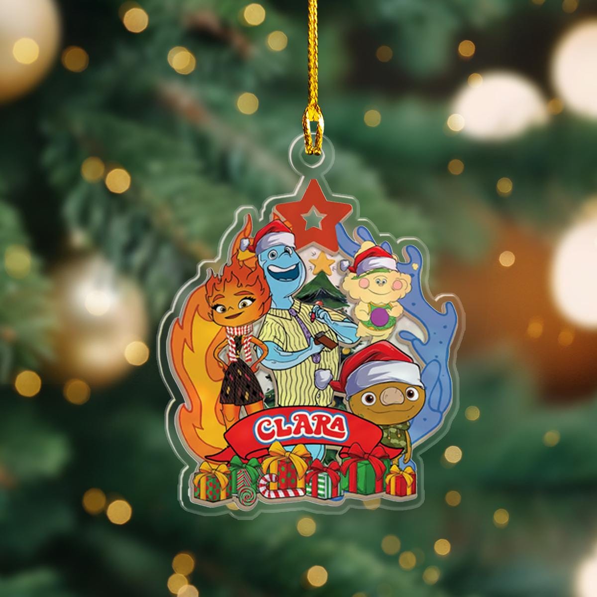 Personalized Elemental Christmas Ornament, Elemental Acrylic Ornament, Christmas 2024 Movie Ornament, Elemental 2024 Couple Xmas Ornament ORNO5