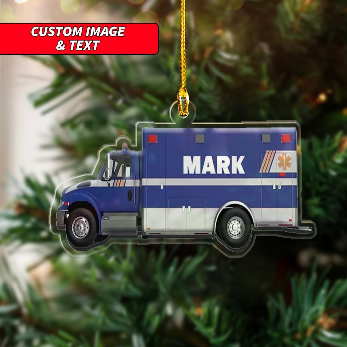 Personalized Emergency Ambulance Christmas Ornament, Emergency Ambulance Christmas Ornament, Custom Name Acrylic Ornament ORNO5