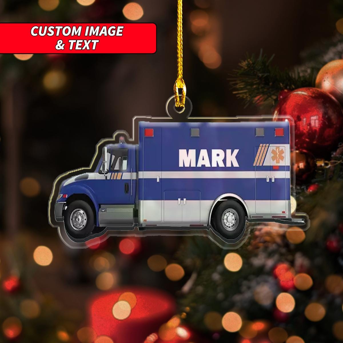 Personalized Emergency Ambulance Christmas Ornament, Emergency Ambulance Christmas Ornament, Custom Name Acrylic Ornament ORNO5