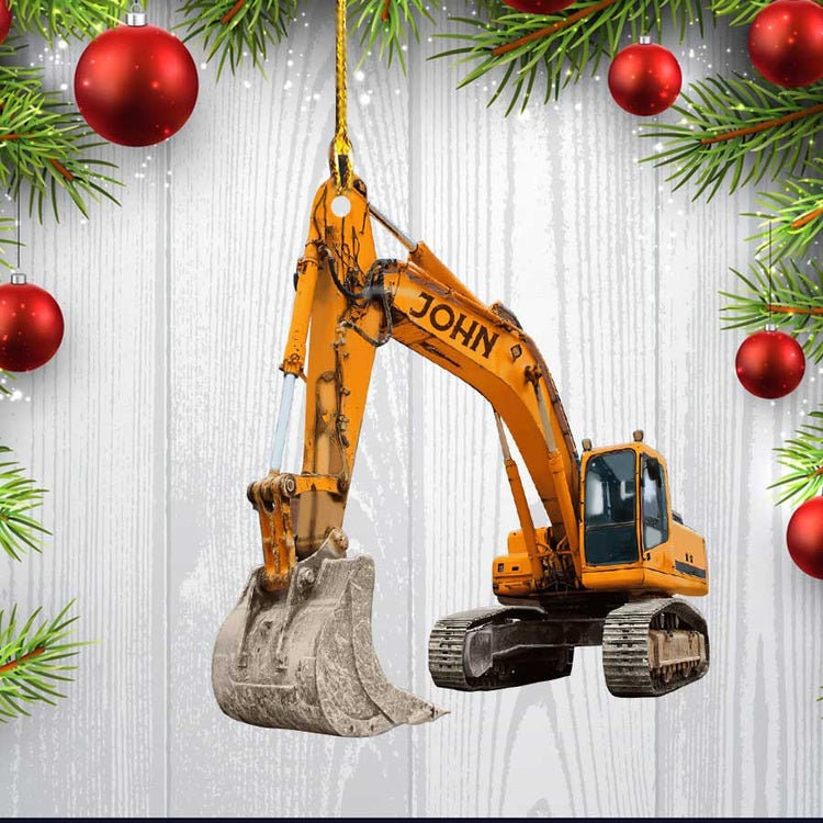 Personalized Excavator Christmas Ornament, Custom Name Excavator Acrylic Ornament, Christmas Gift For Crane Worker, Christmas Ornament Gift ORH1710N