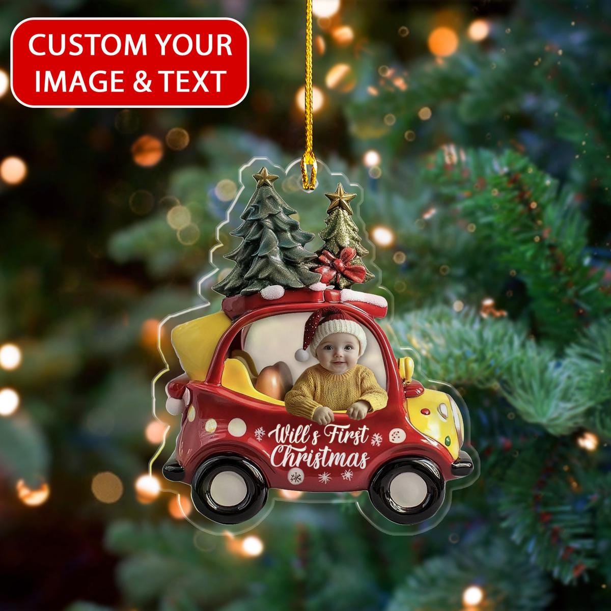 Personalized Face Baby's First Christmas Ornament, Custom Name Baby's First Christmas Gifts, Baby Face Ornament, Baby Portrait Ornament ORNO5